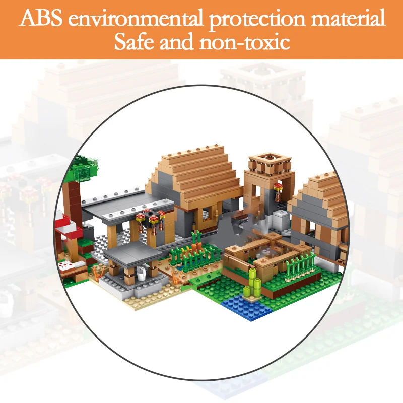 

1000PCS Compatible My Worlds Creatored Technic Building Blocks Mountain Cave Village Figures Module Bricks Toys For Children