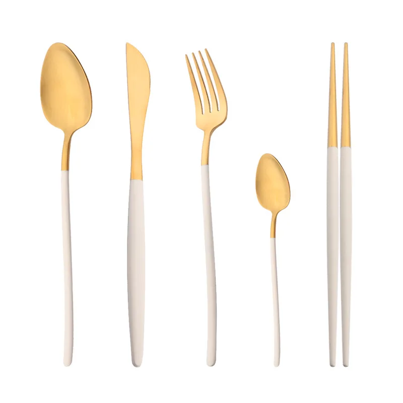 

Набор столовых приборов из матового золота, столовые приборы из нержавеющей стали 18/10 в западном стиле, ложка, вилка, нож, искусственные стол...