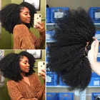 Монгольский афро кудрявый вьющиеся волосы переплетения с закрытием натуральный черный 4B 4C девственные человеческие волосы пряди для наращивания 3 Dolago продукты