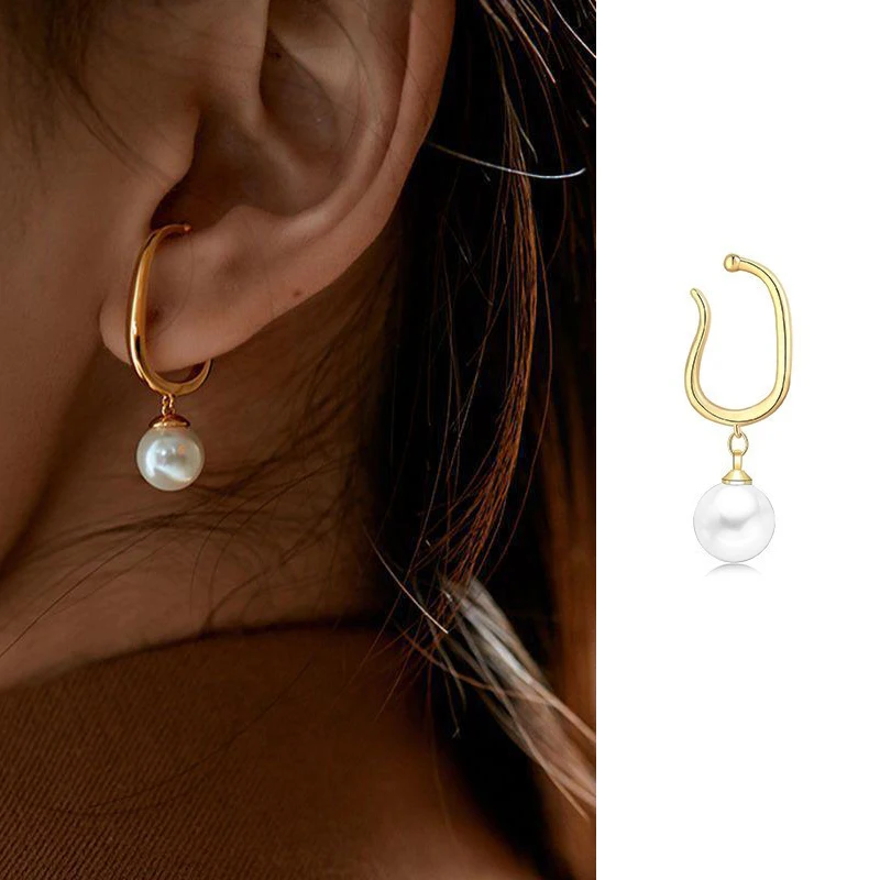 Новые асимметричные блестящие белые роскошные длинные серьги-каффы с фианитами