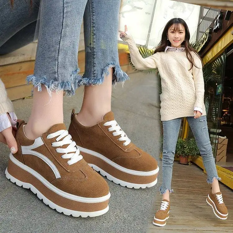 2019 г. Новая весенне-Осенняя обувь на платформе женская повседневная в Корейском