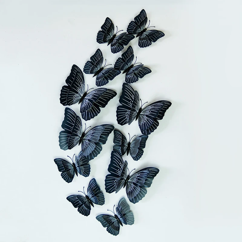 

12pcs Double Layer Single Layer 3D Butterfly Wall Sticker on the wall Home Decor Butterfly for Decoration Magnet Fridge Stickers