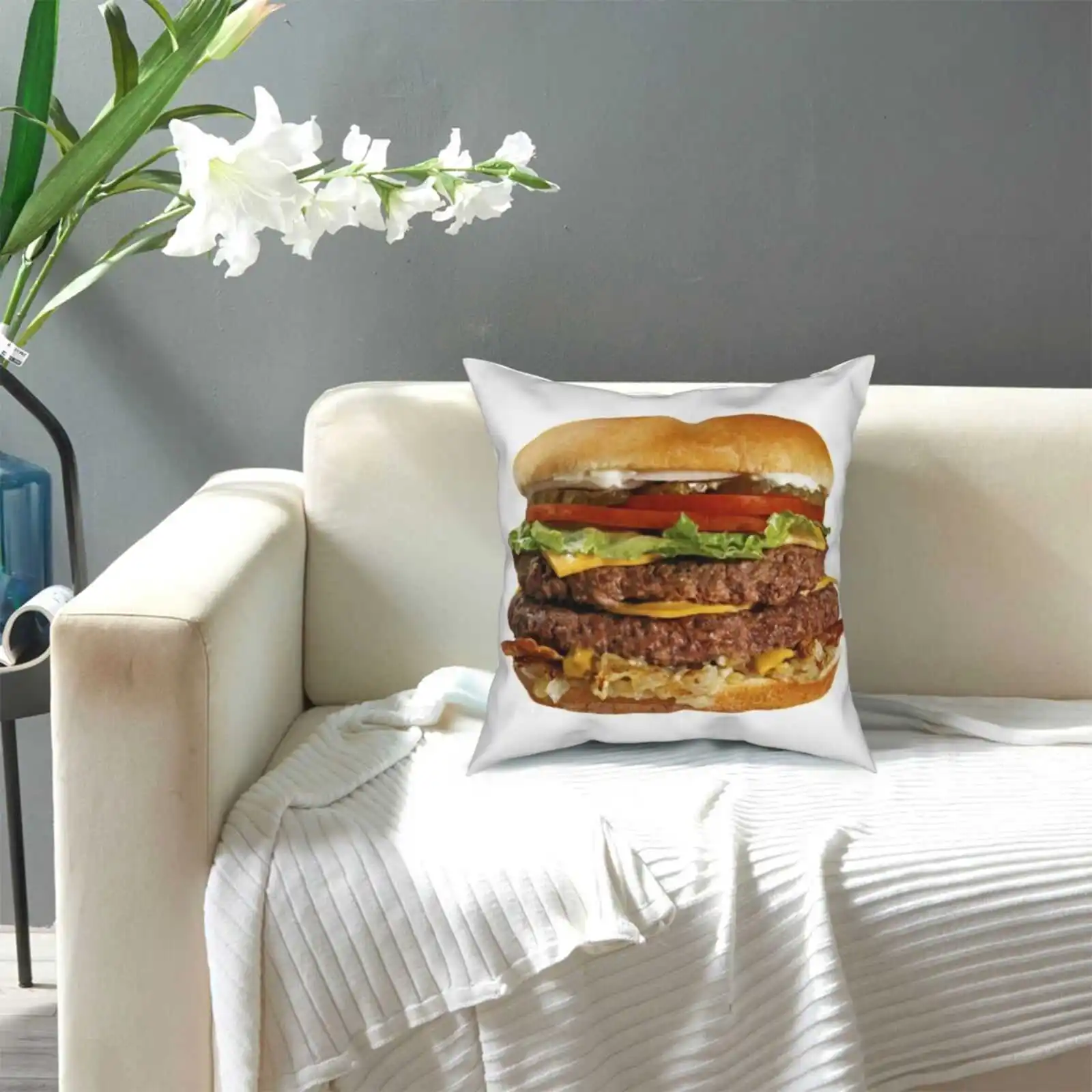 Двойной чизбургер смешная милая декоративная наволочка квадратная для подушки