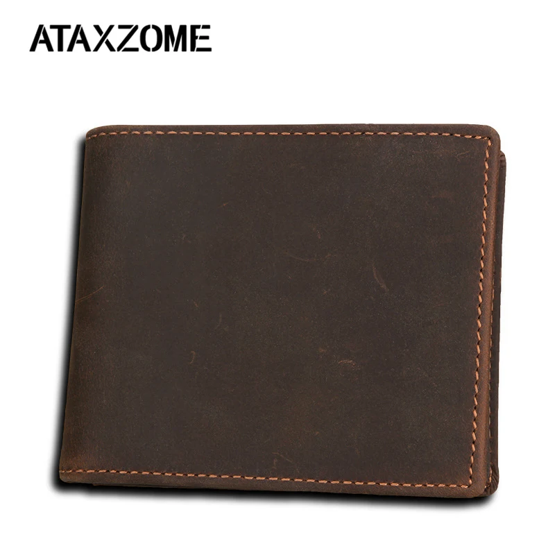 100% оригинальный мужской бумажник из воловьей кожи с блокировкой RFID Короткие