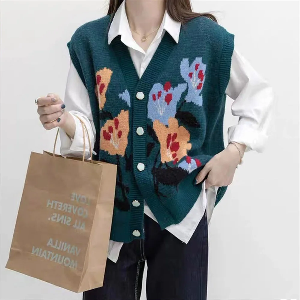 

Жилет женский трикотажный с V-образным вырезом, в стиле ретро