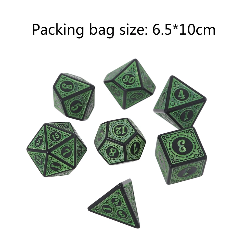 

N58B 7Pcs Resin Dice Multi-faceted Dice Different Sizes Digital Number Dice with Box For Kid Educational Toys DIY Board Games