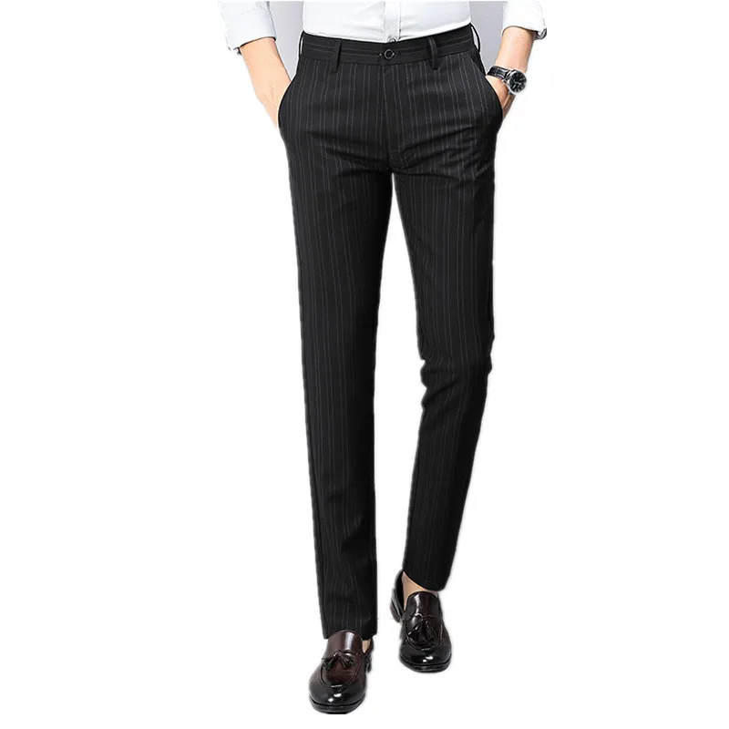 

Men's suit pants men's trousers Slim summer black stripes business suits suit pants men's casual pants straight-leg pants