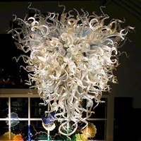 hand blown glass crystal chandelier champagne w80xh100cm led art pendant light indoor lustre hotel hallparlor decoration