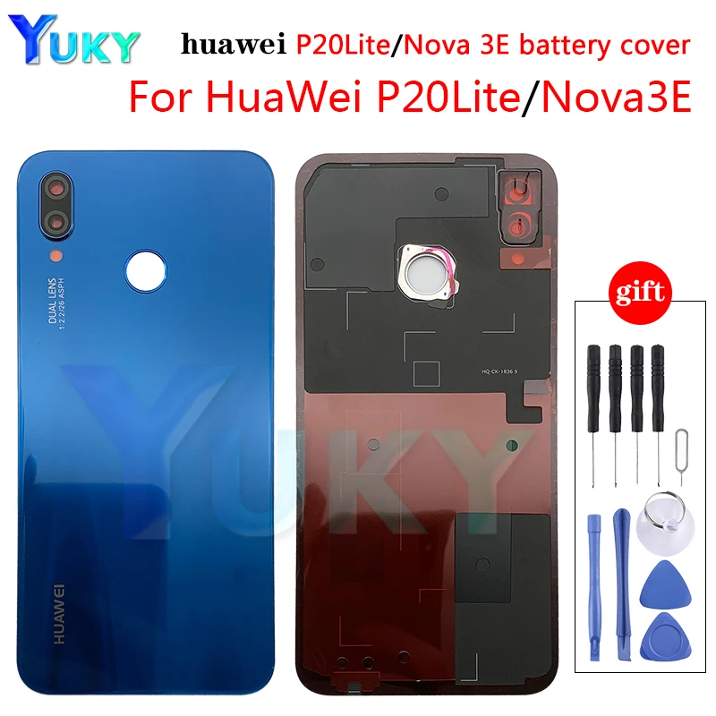 Задняя крышка батарейного отсека для Huawei P20 Lite стеклянная панель + объектив