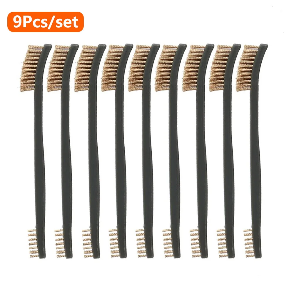 

9 шт. Тактический оружейная Чистящая Щетка с двойным концом винтовка пистолет нейлон латунный набор кистей для очистки ржавчины страйкболь...