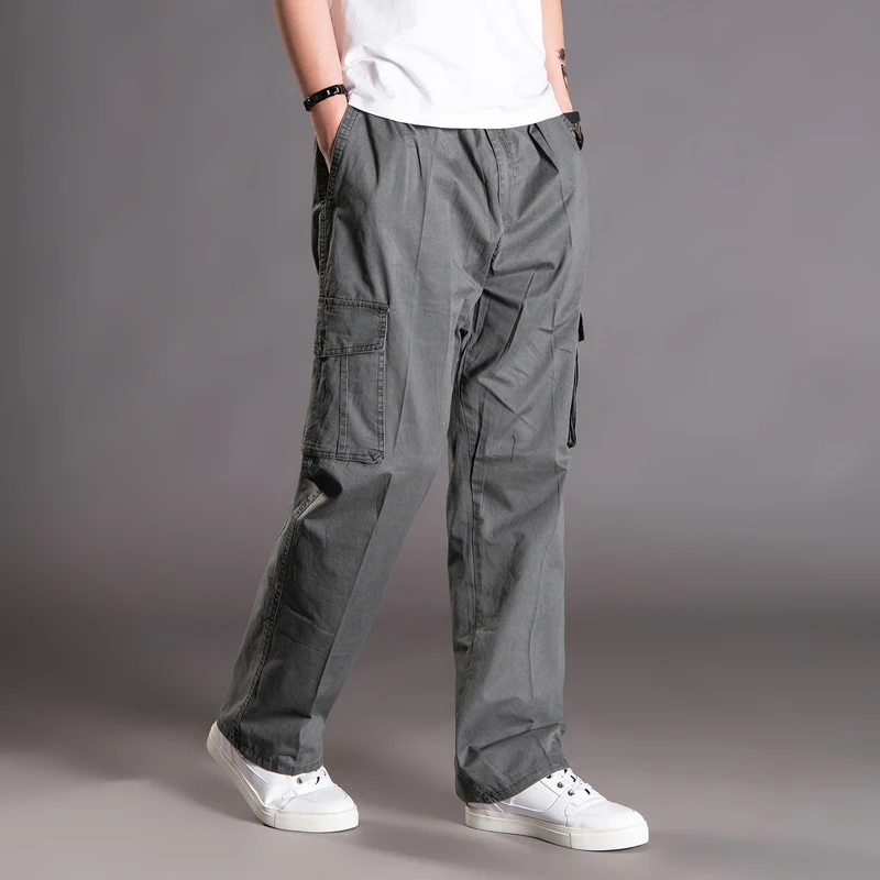 

Thoshine Brand Spring Autumn Men Casual Cargo Pants 95% Cotton Multiple Pockets Male Thin Trousers Loose Plus Size Oversize