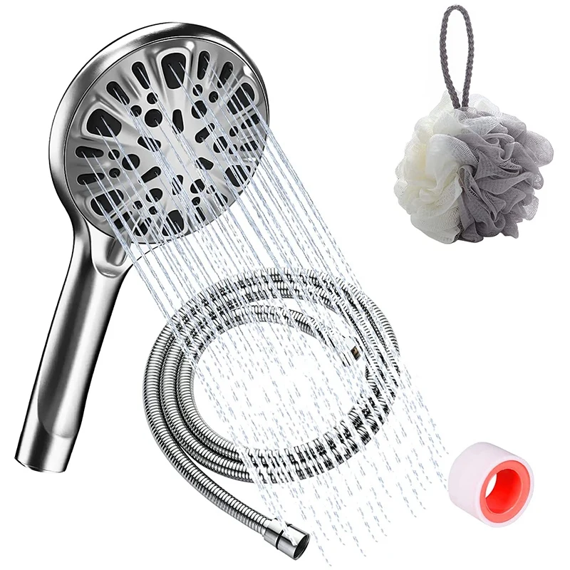 

Shower Head Hand Shower 9 Jet Types With 1.5M Hose Universal Water-Saving Shower Head Handheld High Pressure Shower