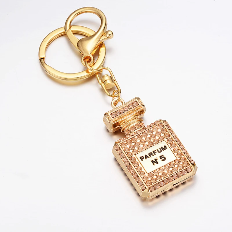 

Perfume Bottle Key Chain Rhinestone брелок Key Ring 1pc Wholesale Trendy Keyring llavero Car Keychain Accessories