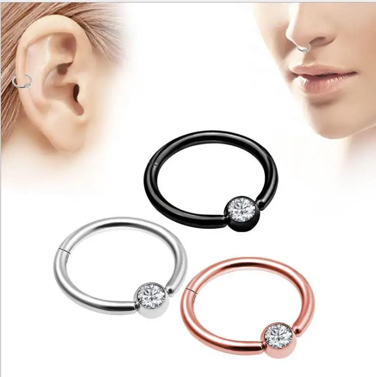 Смешанный стиль двухслойные стальные кольца для носа висячие серьги пирсинг