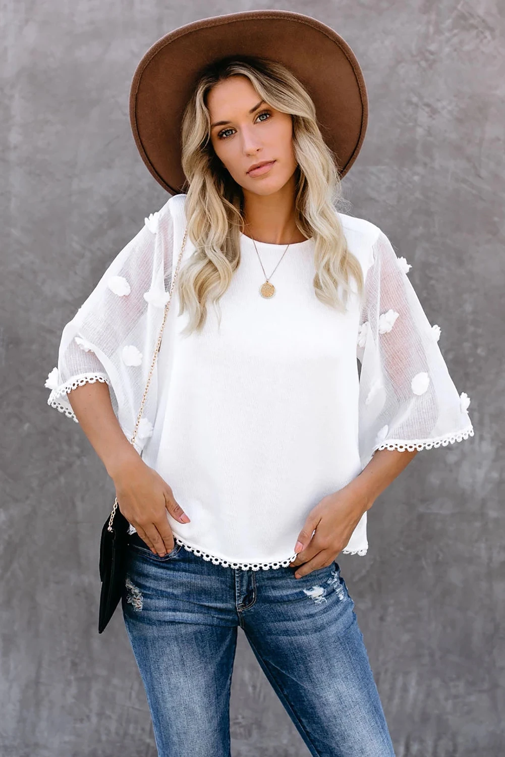 

Crew Neck Kimono Knit Top Women O Neck See-Through Sheer Mesh Short Sleeve Casual Blouse Tops