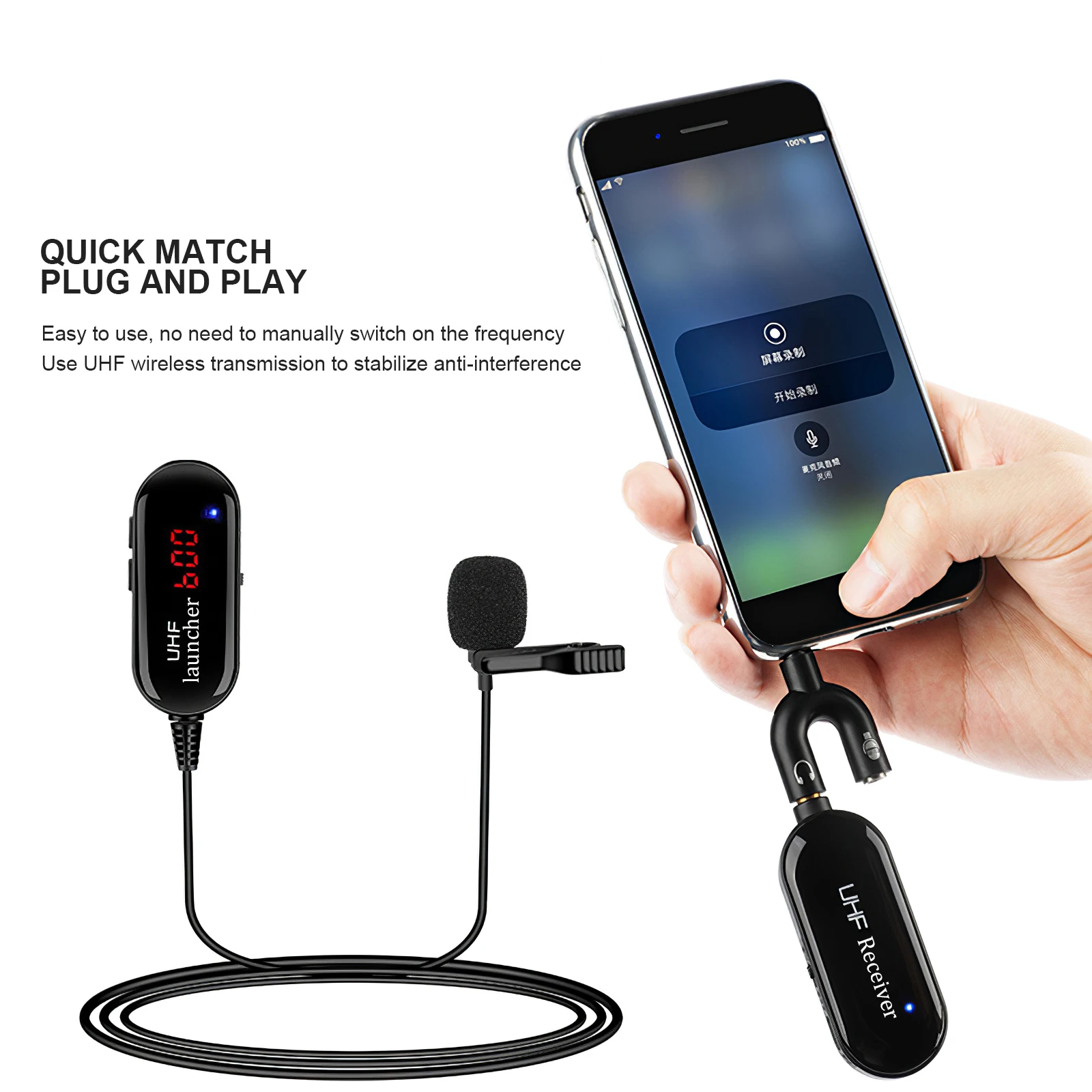 

630-690MHz Mini Portable Microphone Condenser Clip-On Lapel Lavalier Mic Wireless Mikrofo/Microfon For Phone For Laptop 450mAh