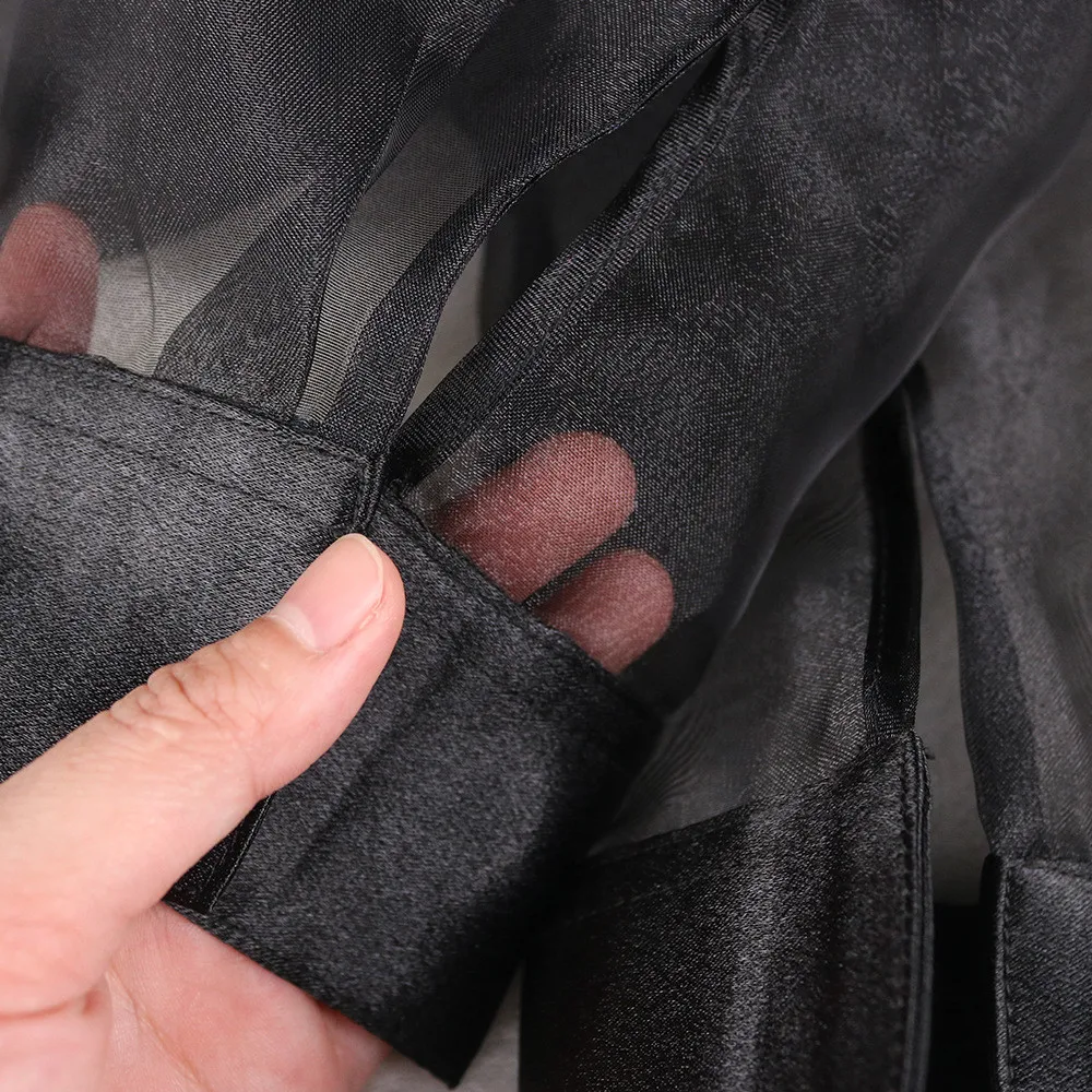 

Sexy See Through Button Up Shirt Dress Black Elegant Women Summer Autumn Long Sleeve Midi 2021 Office Lady Oversized Dresses