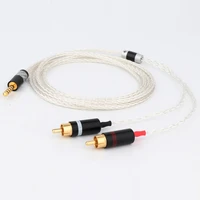 high quality 8cores pure silver plated 4 4mm 3 5mm to 2rca jack aux audio cable headphone amp connecting line interfaz de audio