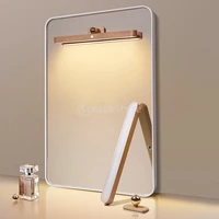 modern led touch mirror lamp wood wall light front makeup led task read lamp for bathroom vanity light indoor modern warm white