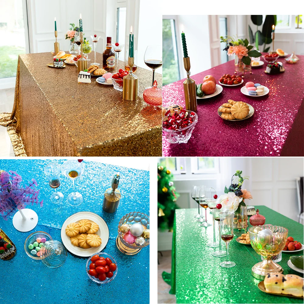 

1Pcs/lot Sequin Tablecloth Glitter Round&Rectangular Table Cloth For Wedding Decoration Party Banquet Home Decor Support Custom