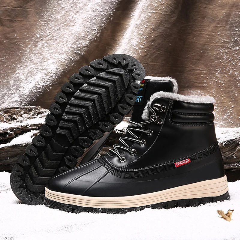 Мужские зимние ботинки теплые мужские Водонепроницаемые кожаные кроссовки