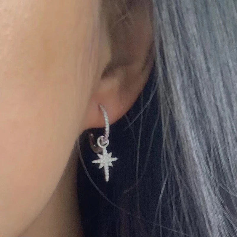 

S925 sterling silver new star earrings female fashion personality classic design star earrings banquet party gift jewelry