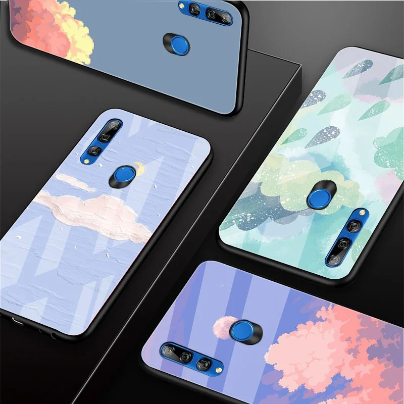 Милый Графический чехол для телефона из закаленного стекла Huawei honor 8X 9 10i 20i 20Lite 20Pro