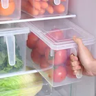 Контейнер для хранения в холодильнике, бытовая кухонная коробка для сохранения свежести, прямоугольная прозрачная пластиковая коробка с крышкой, коробка для сортировки еды