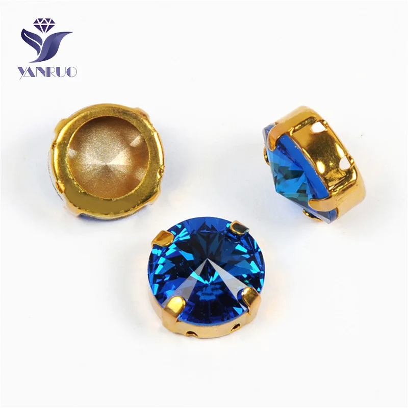 Capri Blue Yanruo 1122 стакан Rivoli Strass хрустальные маскарадные камни металлическая установка DIY заостренный назад пришить стразы для поделок - Цвет: Capri Blue