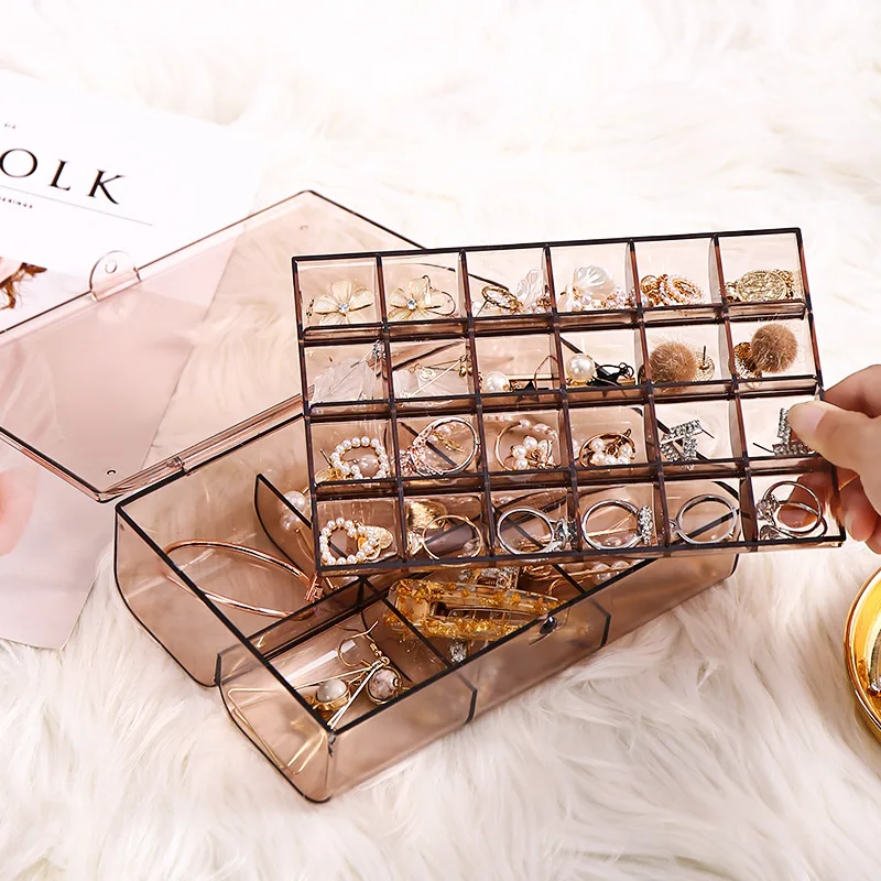 

Jewelry Storage Box Sealed Dustproof Earring Box Home Desktop Earring Earring Storage Jewelry Storage Rack Jewelry Case