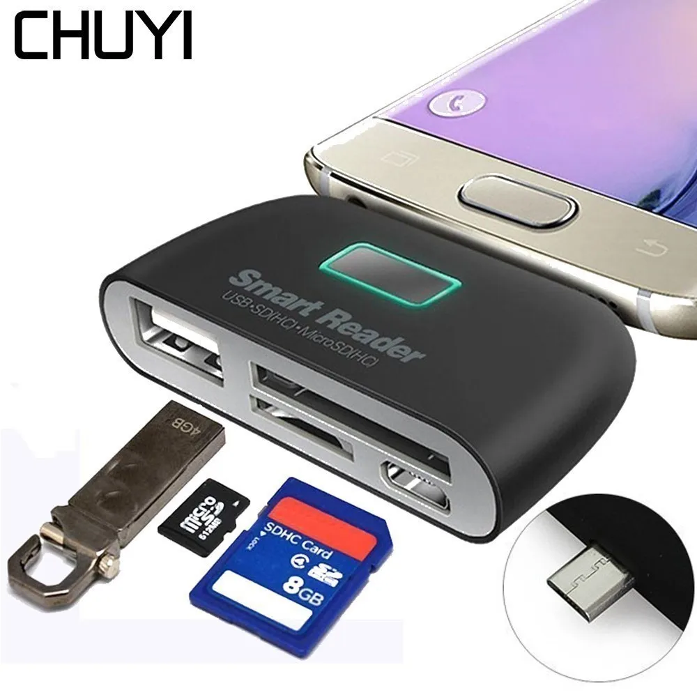 USB концентратор 4 в 1 CHUYI 2 0 OTG/SD/TF карт|USB-хабы| |