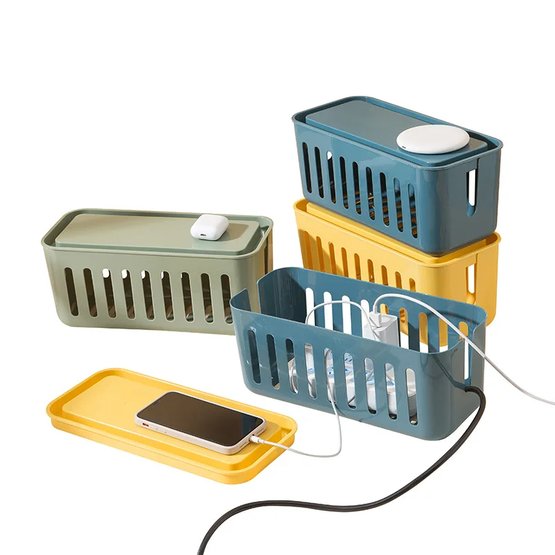 Продажа Коробка для хранения кабелей, коробка для хранения проводов, Домашний Настольный сетевой ящик для хранения проводов, пластиковый контейнер...