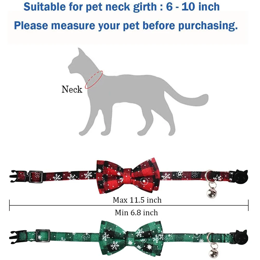 Рождественский ошейник для кошки с милым галстуком бабочкой и колокольчиком