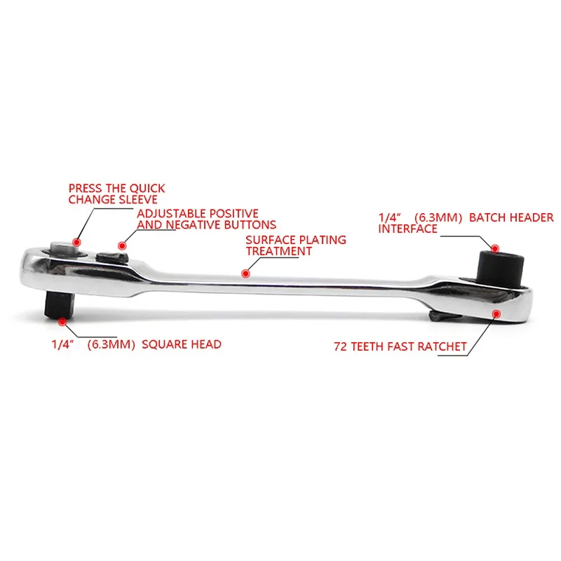 

Mini 1/4 inch Double Ended Quick Socket Ratchet Wrench Rod Screwdriver Bit Tool Contain 1 x Ratchet Handle Wrench