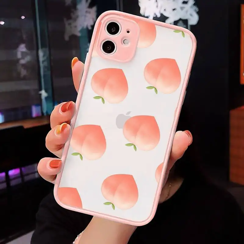 

peach Phone Cases Matte transparent For Pink iPhone 12 Mini 11 Pro XR XS Max 7 8 Plus X Back Cover