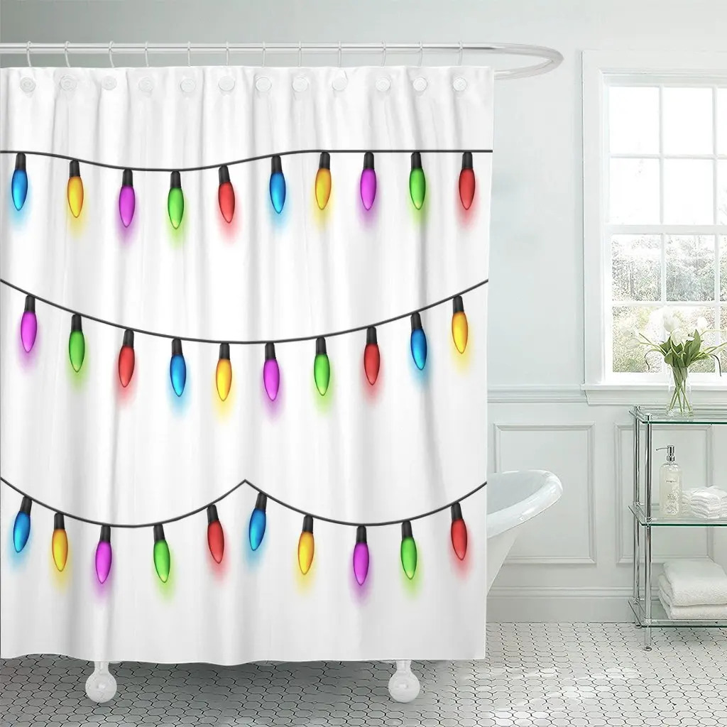 Рождественская светящаяся гирлянда на белых гирляндах с новогодним и зимним