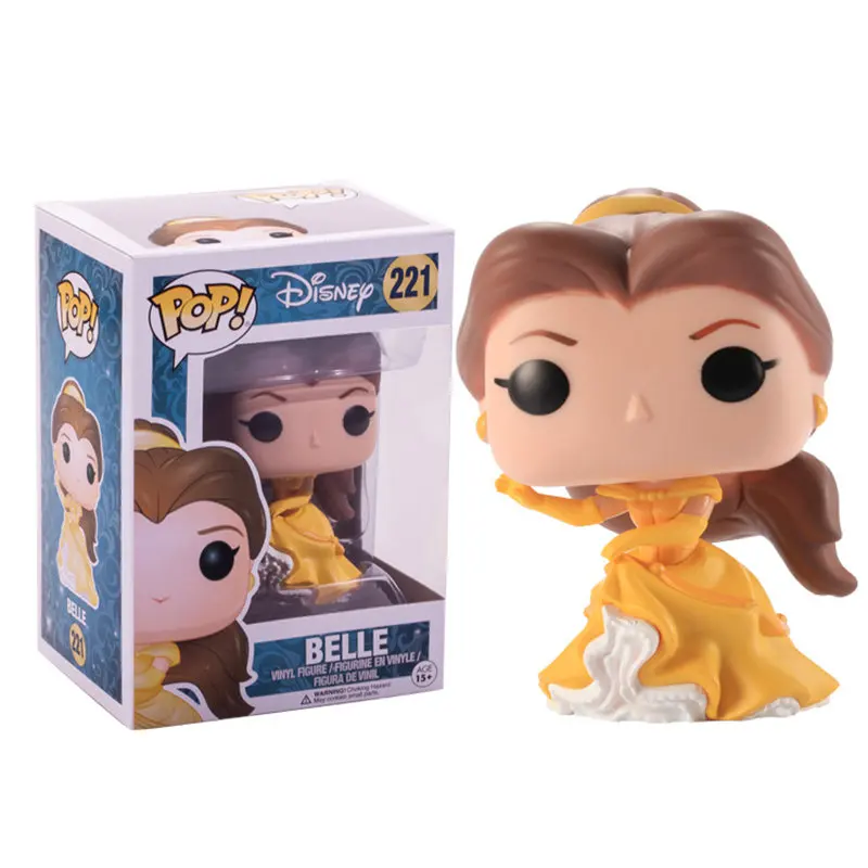 Светло-желтый Funko pop beauty and the Beast Принцесса Кукла Белль#221 фигурка Коллекционная модель игрушки для детей подарок на день рождения - Цвет: Светло-желтый