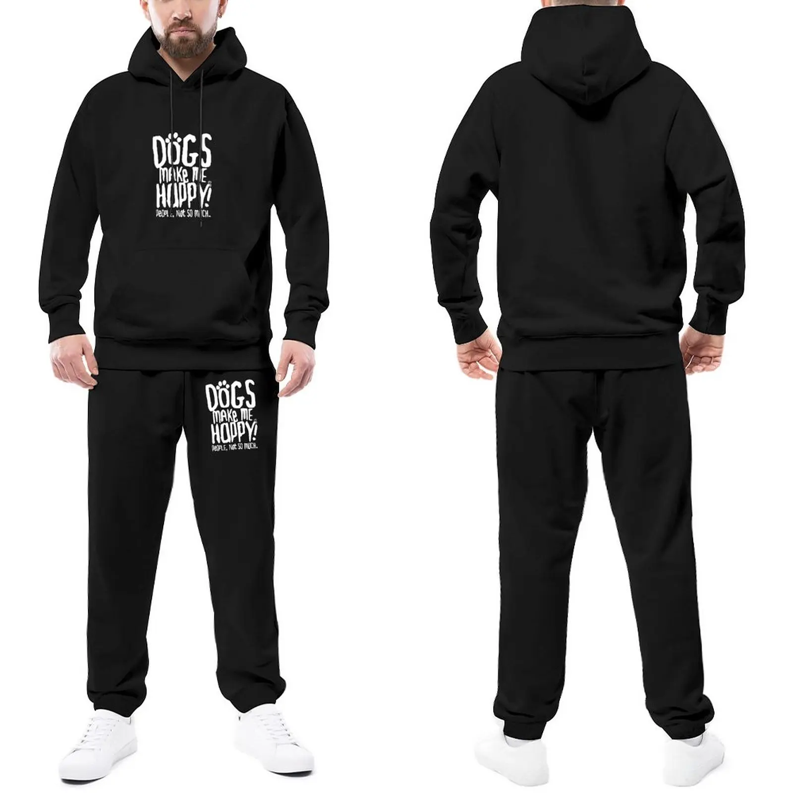 

Rescue Dog Womens Tracksuit Set Dogs Make Me Happy People Not So Much Spring Sweatsuits Male Sweatpants And Hoodie Set Casual