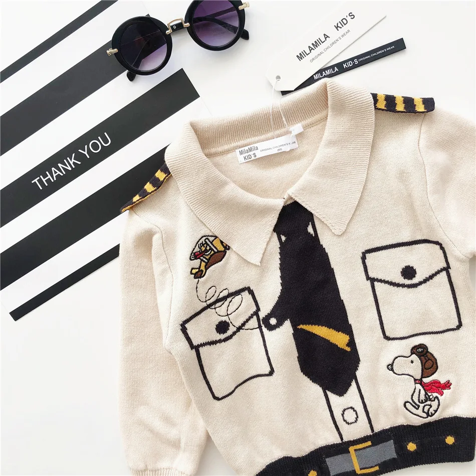Tonytaobaby/осенне-зимняя одежда детская одежда хлопковый свитер-пилот свитера для мальчиков свитера для девочек
