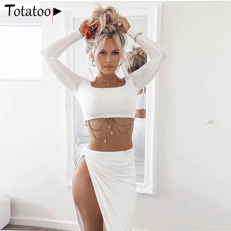 Женский костюм двойка Totatoop комплект из короткого топа с открытыми плечами и