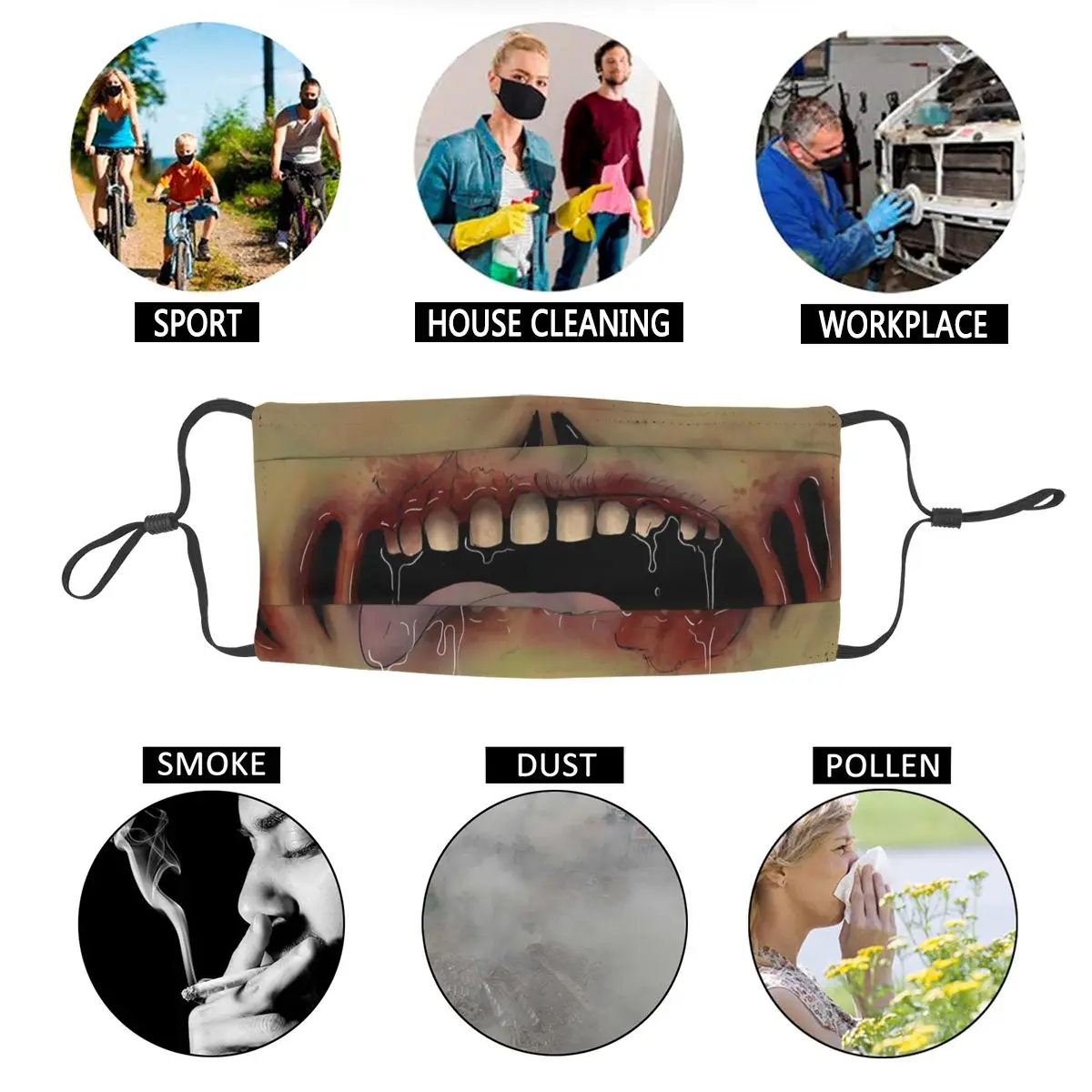 

Zombie Reusable Mouth Face Mask Horror Halloween Scary Anti Haze Dust Mask Protection Cover Respirator Mouth Muffle