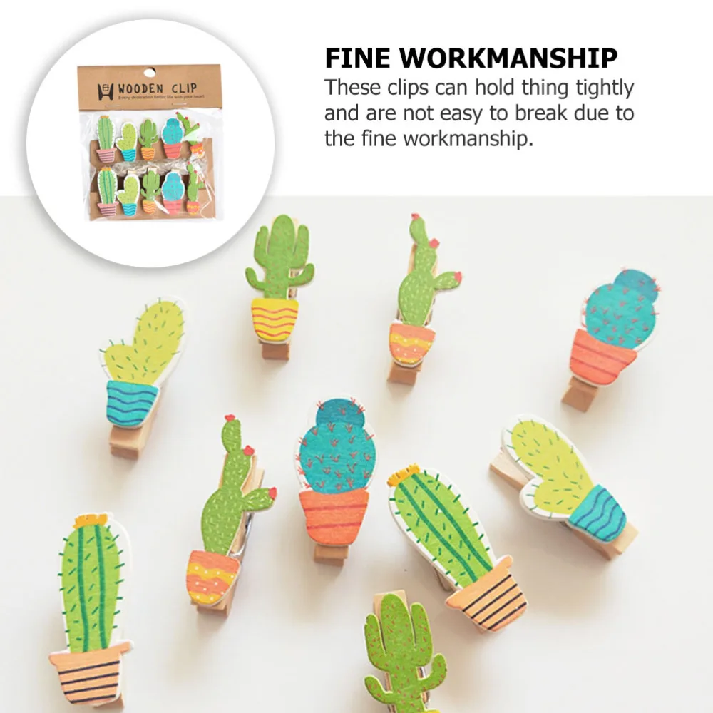 

10pcs DIY Picture Clips Chic Photo Clamps Wooden Clips with 1pc Rope