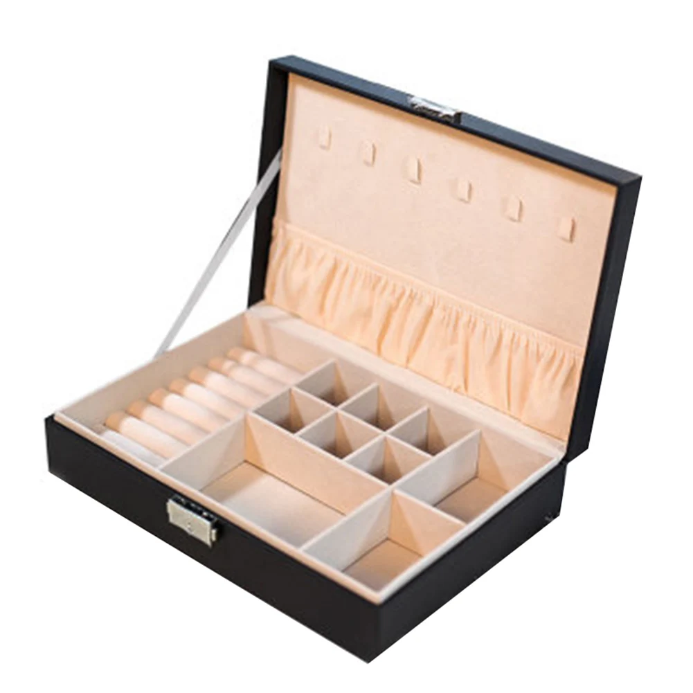 

Exquisite Jewelry Box Women Leather Necklace Rings Earrings Bracelet Storage Organizer Display Case KSI999