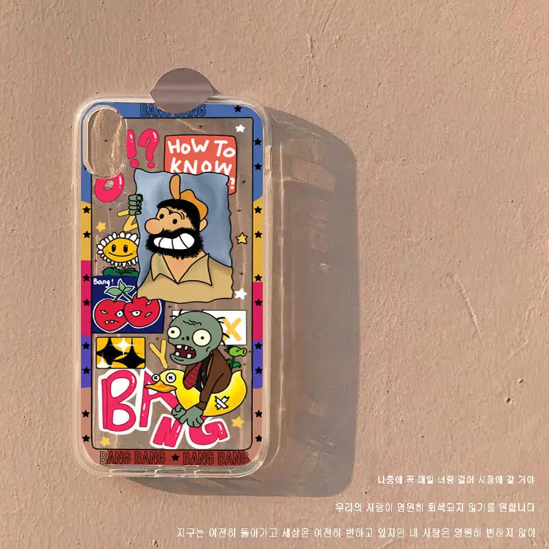 Хит продаж прозрачный мягкий чехол для телефона милый корейский граффити iPhone 11 12