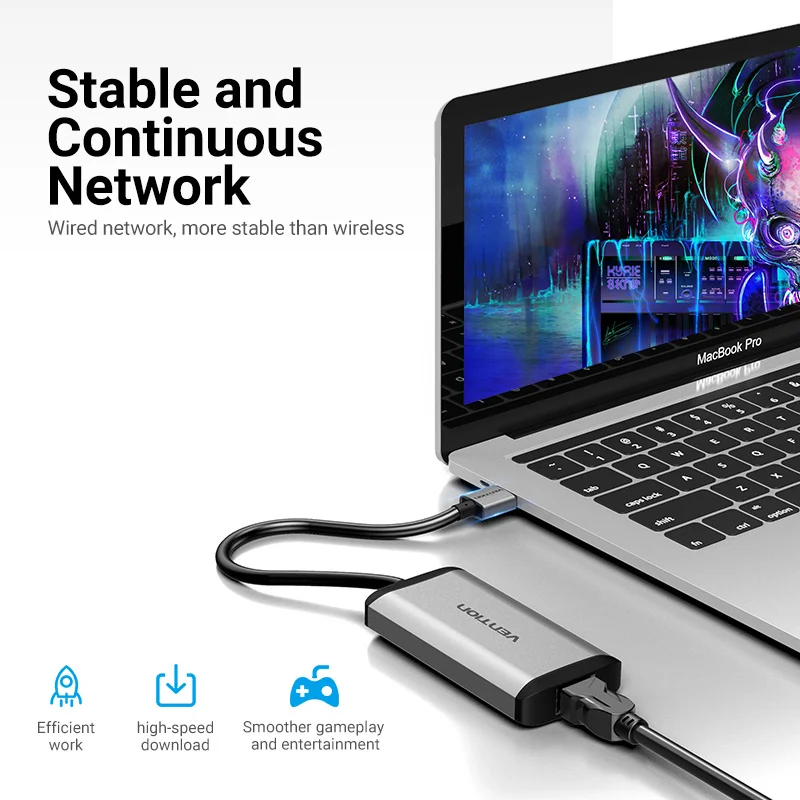 Высокоскоростной концентратор Vention USB 3 0 адаптер к RJ45 Ethernet Разветвитель 1000 Мбит/с