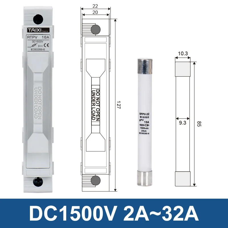 Солнечный ПВ предохранитель Solar PV DC изолятор MCB 1000V 1P 10A 15A 1500V фотогальванический