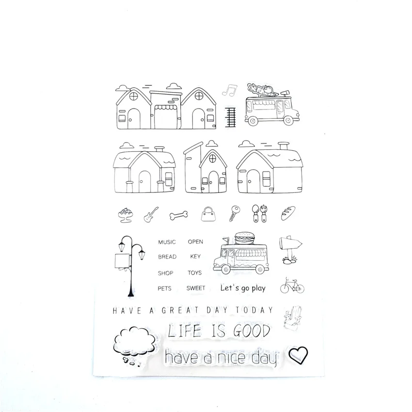 Прозрачный штамп с алфавитом в виде домов силиконовый валик для запечатывания