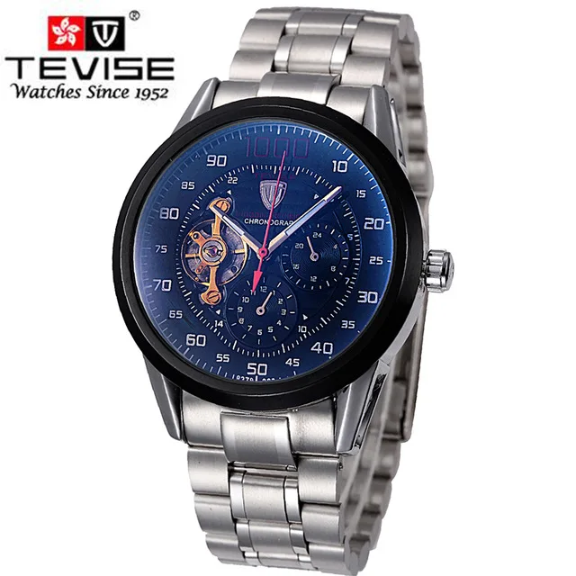 Мужские механические часы Montre Homme с хронографом и ремешком из нержавеющей стали