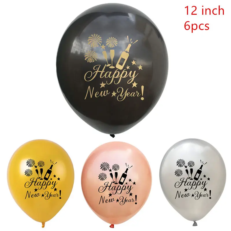 mix latex 6pcs Новогодние фольгированные шары, бутылка, радужные шары, новогодние украшения, черная звезда, испанский год, вечерние гелиевые шары - Цвет: mix latex 6pcs