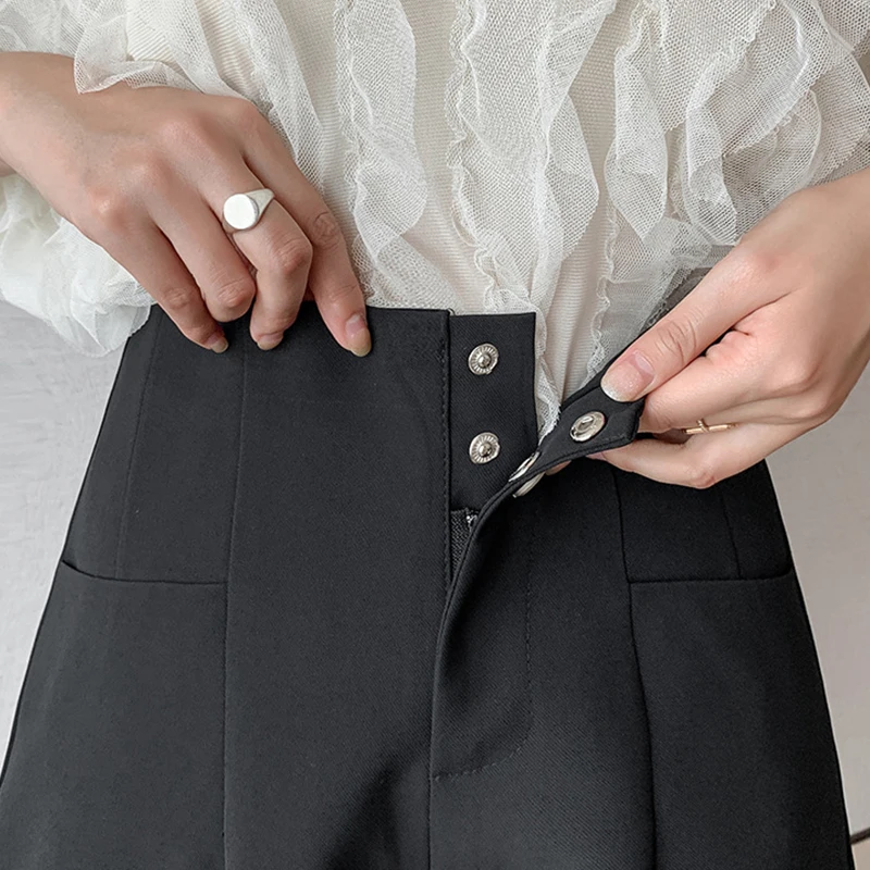 Femmes Shorts Printemps Eté Décontracté Taille Haute A-ligne Short 2021 Ample Noir Short Chic Dame Pantalon Court